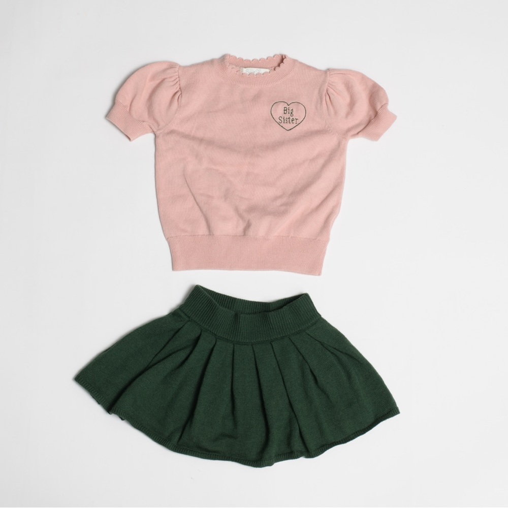 Big Sister Merino Wool Knit Top and Skirt Set